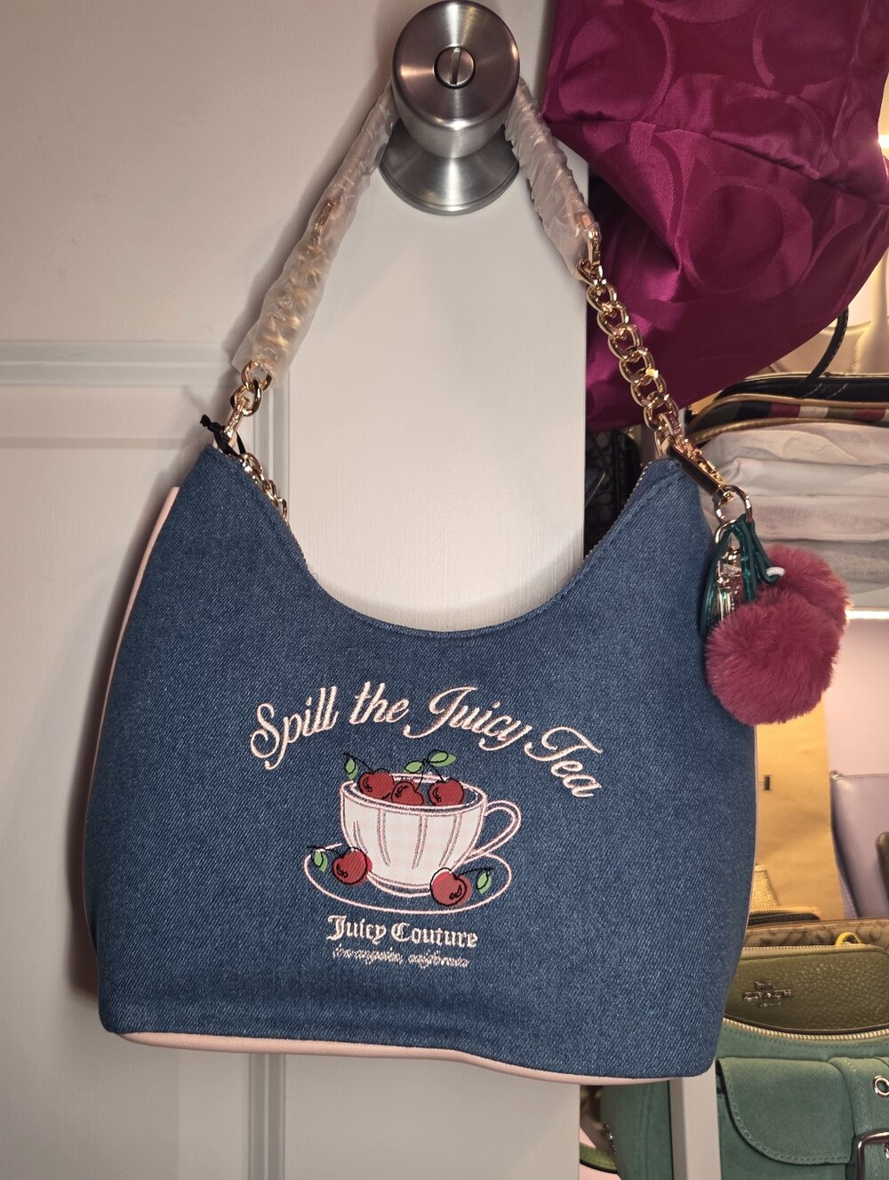 Juicy Couture 'Spill the Juicy Tea' Denim Shoulder Bag